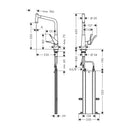 HansGrohe Metris M71 Tek Kollu Eviye Bataryası 320, Çekilebilir El Duşu, 2Jet, Sbox - 73801000