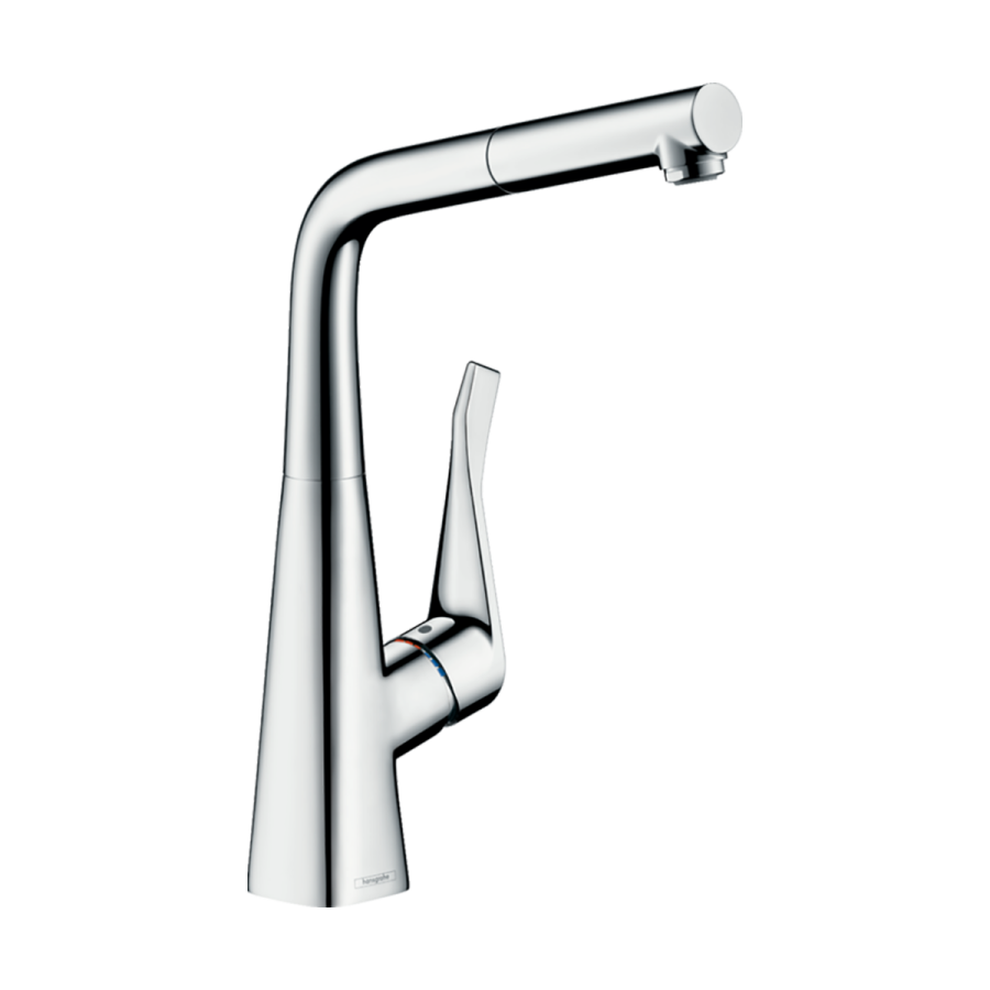 HansGrohe Metris M71 Tek Kollu Eviye Bataryası 320, Çekilebilir Gaga, 1Jet, Sbox - 73812000