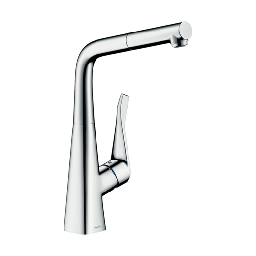 HansGrohe Metris M71 Tek Kollu Eviye Bataryası 320, Çekilebilir Gaga, 1Jet, Sbox - 73812000
