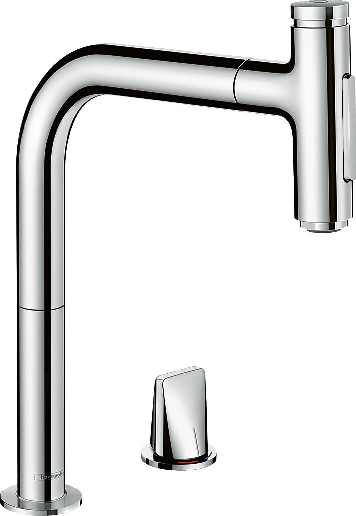 HansGrohe Metris Select M71 2 - Delikli Eviye Bataryası, Çekilebilir El Duşu İle - 73819000