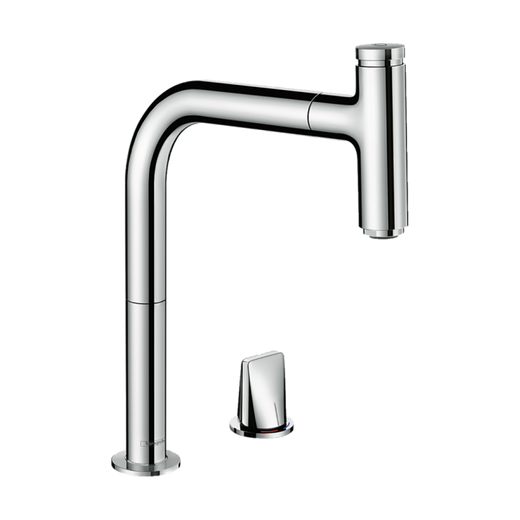 HansGrohe Metris Select M71 2 - Delikli Tek Kollu Eviye Bataryası 200, Çekilebilir Gaga, 1Jet, Sbox - 73804000