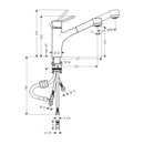 HansGrohe Talis M52 Tek Kollu Eviye Bataryası 170, Düşük Basınçlı Isıtıcılar İçin, Çekilebilir El Duşu, 2Jet - 32842000