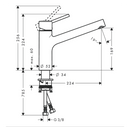 HansGrohe Talis M52 Tek Kollu Eviye Bataryası 170, Eco, 1Jet - 32857000