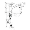 HansGrohe Talis M52 Tek Kollu Eviye Bataryası 170, Eco, Çekilebilir El Duşu, 2Jet - 32845000