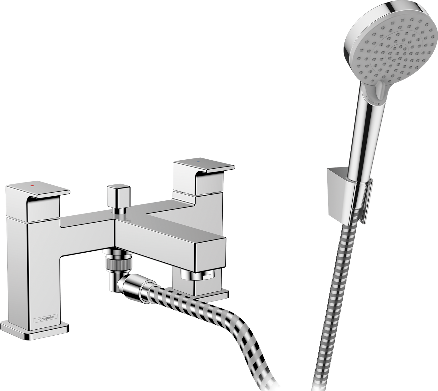HansGrohe Vernis Shape 2 - Delikli Küvet Kenarı Banyo Bataryası Yönlendirme Valfi Ve Vernis Blend Vario El Duşu İle - 71462000