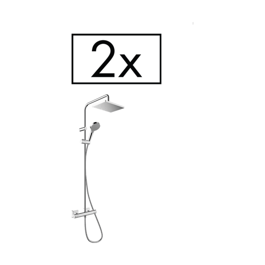 HansGrohe Vernis Shape Duş Kolonu 230 1Jet, Ecosmart, Duş Termostatı İle Proje Paketi (2'Li) - 26287000
