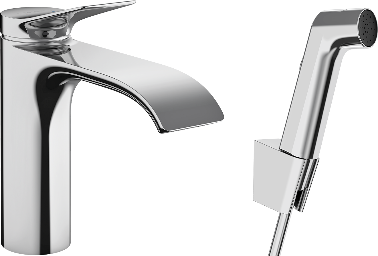 HansGrohe Vivenis Tek Kollu Lavabo Bataryası Bidette El Duşu Ve 160 Cm Hortum İle - 75210000