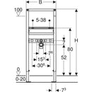 Lavabo için Geberit Duofix elemanı, 112 cm, tezgah üstü batarya