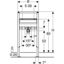 Lavabo için Geberit Duofix elemanı, 82–98 cm, tezgah üstü batarya: B=50cm, H=82–98cm, T=7.5cm