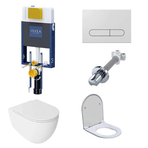 Isvea Infinity Clearim Plus  Mat Beyaz Asma Klozet ve Gömme Rezervuar Seti