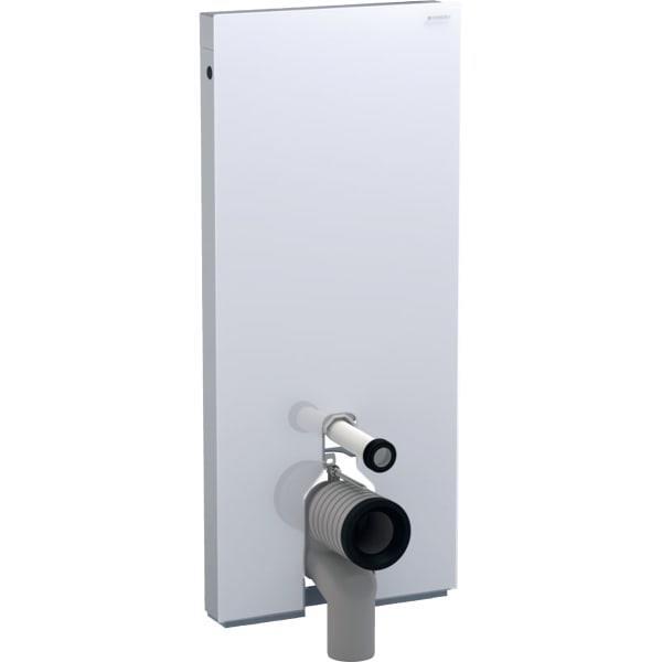Yere oturan klozet için Geberit Monolith sıhhi modülü, 114 cm, cam ön kaplama: beyaz cam, alüminyum