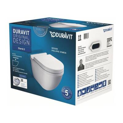 Duravit Starck 3 Rimless® Asma Klozet Seti Hygiene Glaze 45273920A1 - 1