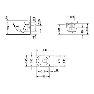 Duravit Starck 3 Rimless® Asma Klozet Seti Hygiene Glaze 45273920A1 - 4