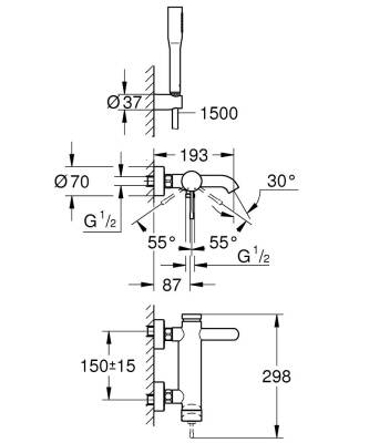 Grohe Essence Tek Kumandalı Banyo Bataryası - 33628001 - 2