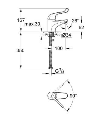 Grohe Euroeco Special Sequential Tek Kumandalı Lavabo Bataryası - 32789000 - 2