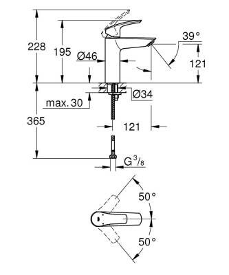 Grohe Eurosmart Tek Kumandalı Lavabo Bataryası M - Boyut - 23324003 - 2