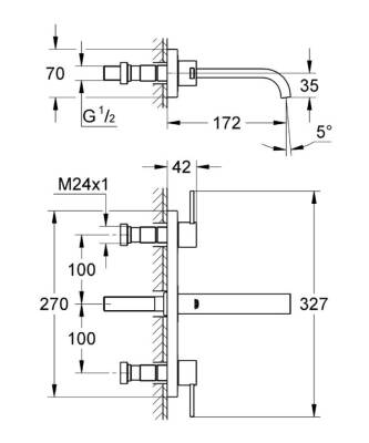 Grohe Allure 3 Delikli Lavabo Bataryası 1/2