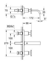 Grohe Allure 3 Delikli Lavabo Bataryası 1/2