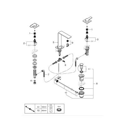 Grohe Allure 3 Delikli Lavabo Bataryası 1/2