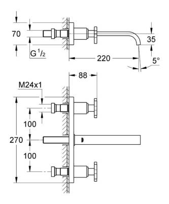 Grohe Allure 3 Delikli Lavabo Bataryası 1/2