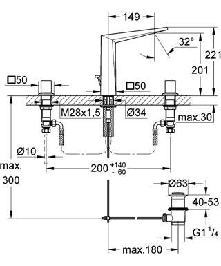 Grohe Allure Brilliant 3 Delikli Lavabo Bataryası 1/2