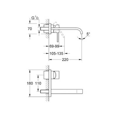 Grohe Allure İki Delikli Lavabo BataryasıM-Boyut - 19386000 - 2