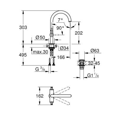 Grohe Atrio Tek Delikli Lavabo Bataryası 1/2