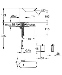 Grohe Bau Cosmopolitan E Fotoselli Lavabo Bataryası 1/2