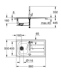 Grohe Bau K200 Eviye Ve Batarya Seti - 31562SD0 - 2