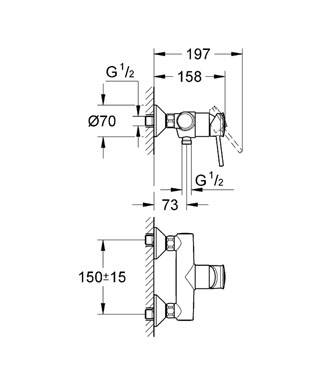 Grohe Bauclassic Tek Kumandalı Duş Bataryası - 32867000 - 2