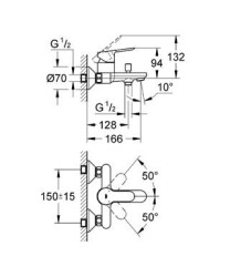 Grohe Bauedge Tek Kumandalı Banyo Bataryası - 23605000 - 2