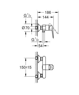 Grohe Bauedge Tek Kumandalı Duş Bataryası - 23636000 - 2