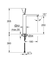 Grohe Eurocube Joy Tek Kumandalı Lavabo Bataryası Xl-Boyut - 23661000 - 2