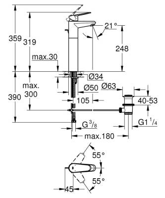 Grohe Eurodisc Cosmopolitan Tek Kumandalı Lavabo Bataryası Xl-Boyut - 23055002 - 2