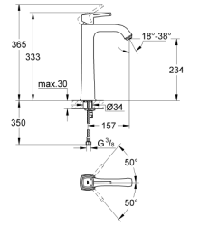 Grohe Grandera Tek Kumandalı Lavabo Bataryası Xl-Boyut - 23313000 - 2