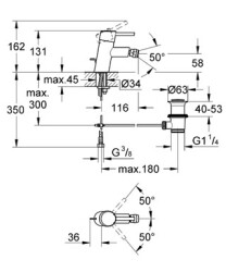 Grohe Concetto Tek Kumandalı Bide Bataryası S-Boyut - 32208001 - 2