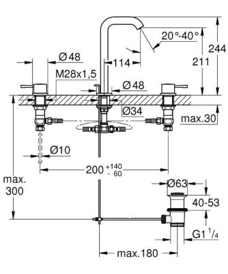 Grohe Essence 3 Delikli Lavabo BataryasıL-Boyut - 20299001 - 2