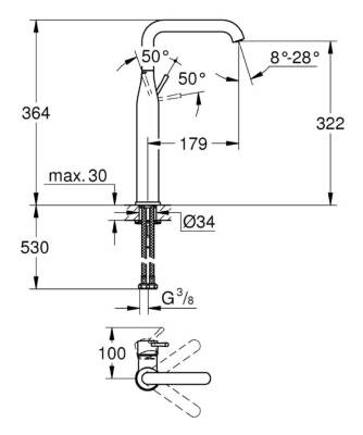 Grohe Essence Tek Kumandalı Lavabo Bataryası Xl-Boyut - 32901001 - 2