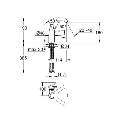 Grohe Essence Tek Kumandalı Lavabo Bataryası M - 24176001 - 2