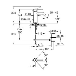 Grohe Essence Tek Kumandalı Lavabo Bataryası S - 24171001 - 2