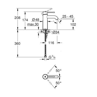 Grohe Essence Tek Kumandalı Lavabo Bataryası S - 24172001 - 2