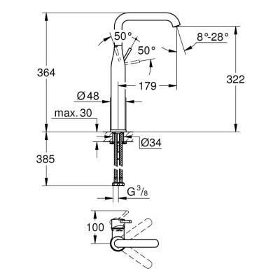 Grohe Essence Tek Kumandalı Lavabo Bataryası Xl-Boyut - 32901A01 - 2