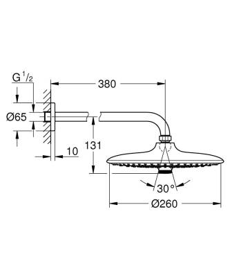 Grohe Euphoria 260 Tepe Duşu Seti 380 Mm, 3 Akışlı - 26459000 - 2