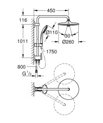 Grohe Duvara Monte Yön Değiştiricili Duş Sistemi - 27421002 - 2