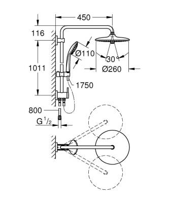 Grohe Duvara Monte Yön Değiştiricili Duş Sistemi - 27421002 - 2