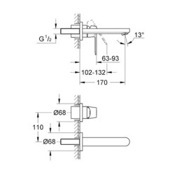 Grohe Eurocosmo 2 Delikli Lavabo BataryasıS-Boyut - 19381000 - 2