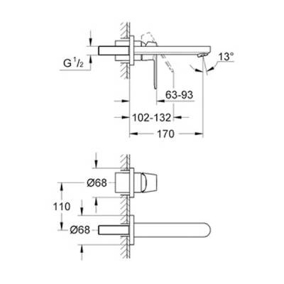 Grohe Eurocosmo 2 Delikli Lavabo BataryasıS-Boyut - 19381000 - 2