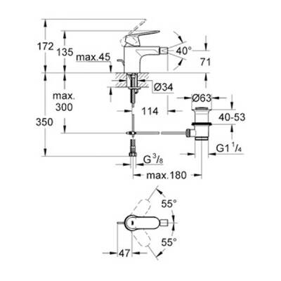 Grohe Eurocosmo Tek Kumandalı Bide Bataryası S-Boyut - 32839000 - 2