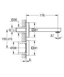 Grohe Eurocube E Ankastre Fotoselli Lavabo Bataryası, Tek Su Girişli - 36442000 - 2