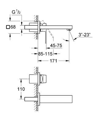 Grohe Eurocube 2 Delikli Lavabo BataryasıS-Boyut - 19895000 - 2